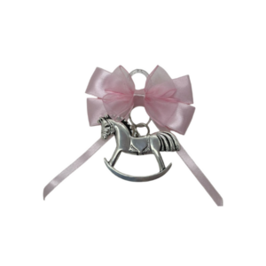 Dije Caballo Balancín Lazo Rosa - Plaqué