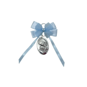 Virgen Niño Oval Cinta Celeste - Plaqué