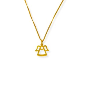 Dije Angel y Cadena Dorada - Plata
