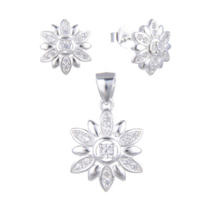 Juego Flor Cristal - Plata