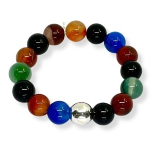 Pulsera Agata Colores 12mm - Plata