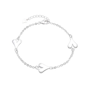 Pulsera Corazones Lisos - Plata