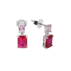 Arete Punto Luz Rosa - Plata