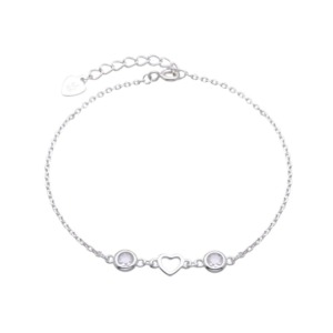 Pulsera Corazón Hueco Punto Luz - Plata
