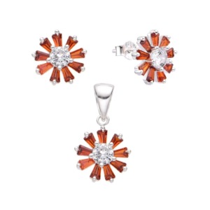 Juego Flor Rojo - Plata