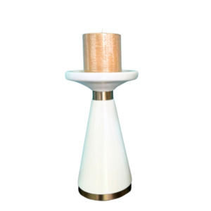 Portavela Crema Grande "Candelabro Moderno" - Cerámica