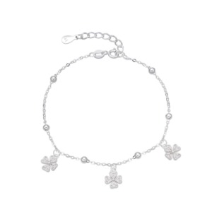 Pulsera Flores Colgantes - Plata