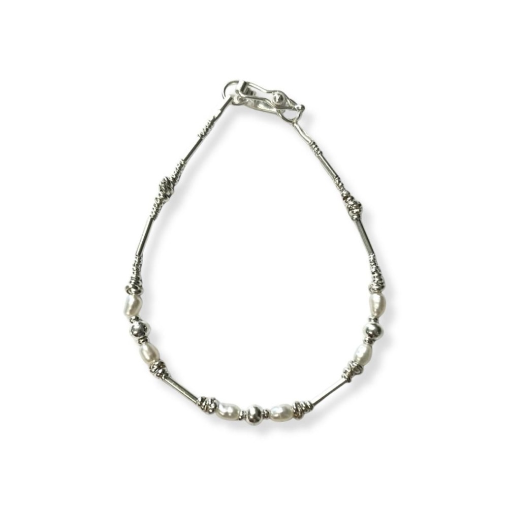 Pulsera Perlas y Chaquiras - Plata