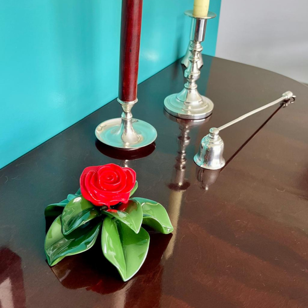 Centro de Mesa Flor Roja Grande - Resina - Imagen 2