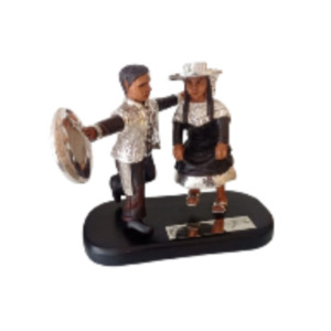 Pareja de Huayno con Base- Plata/Madera