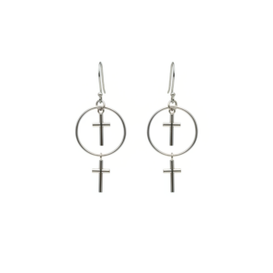 Aretes Aros con Cruz - Plata