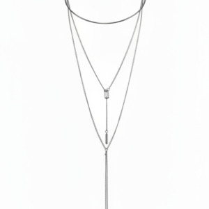 Gargantilla con Niveles y Colgante Estilo Corbatero - Acero