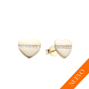 Aretes Corazón Brillos Dorado - Plata