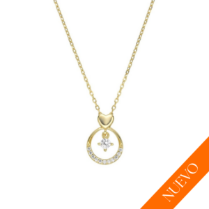 Collar Aro Corazón Dorado - Plata