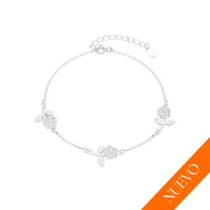 Pulsera Rosas Brillos - Plata