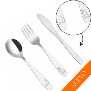 Cubiertos Bebé Dinosaurio - Acero