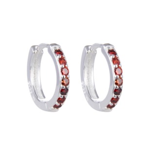Aretes Aro Circones Rojo - Plata