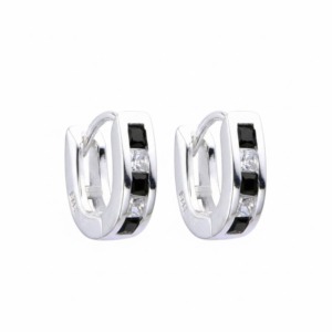 Aretes Aro Circones Negros- Plata