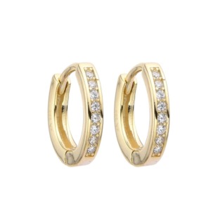 Aretes Aro Brillos Dorado - Plata