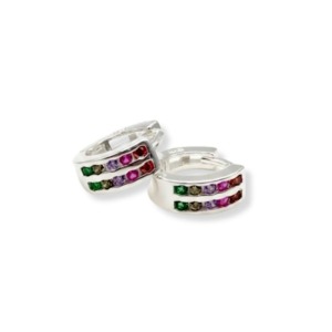 Aretes Aro Circones Colores- Plata