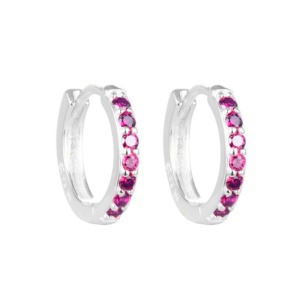 Aretes Aro Circones Fucsia - Plata
