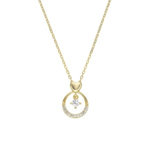 Collar Aro Corazón Dorado - Plata
