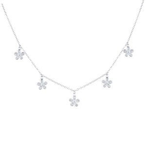 Collar Flores Brillos - Plata