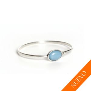 Pulsera con Piedra Turquesa Ovalada - Plata