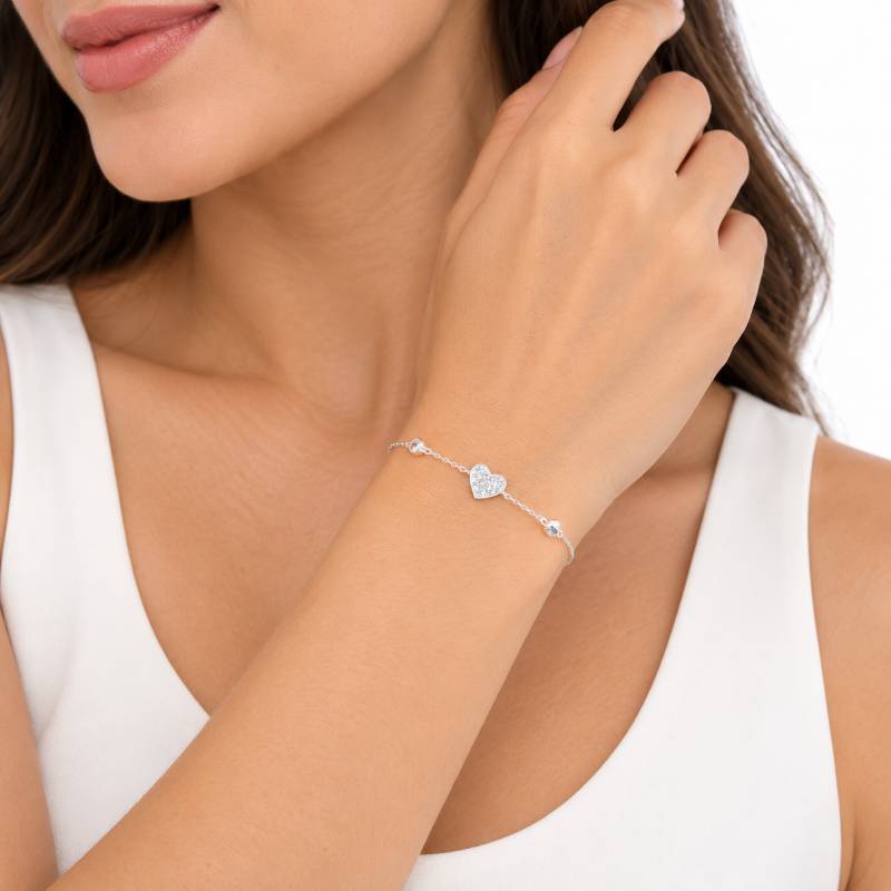 Pulsera Corazones Punto Luz - Plata - Imagen 2
