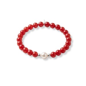 Pulsera Piedra Cornalina y Perla - Plata