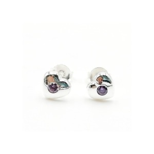 Arete Corazón Lila - Plata