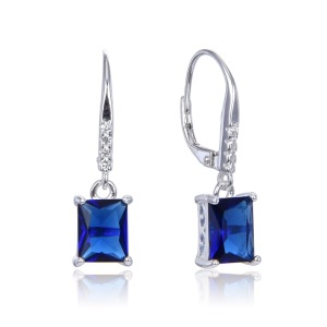 Arete Cuadrado Azul - Plata