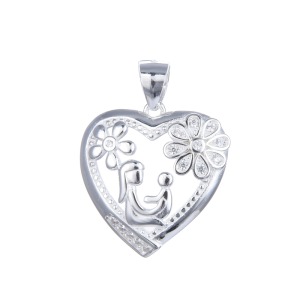 Dije Corazón Madre e Hijo - Plata