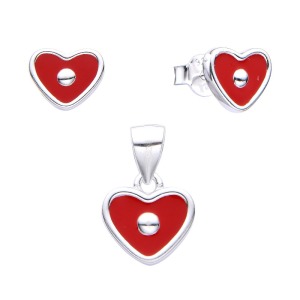 Juego Corazón Rojo - Plata