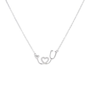 Collar Estetoscopio Brillos - Plata