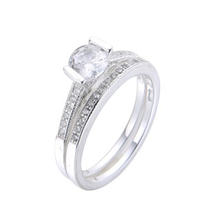 Anillo Solitario Puntos Talla 8 - Plata