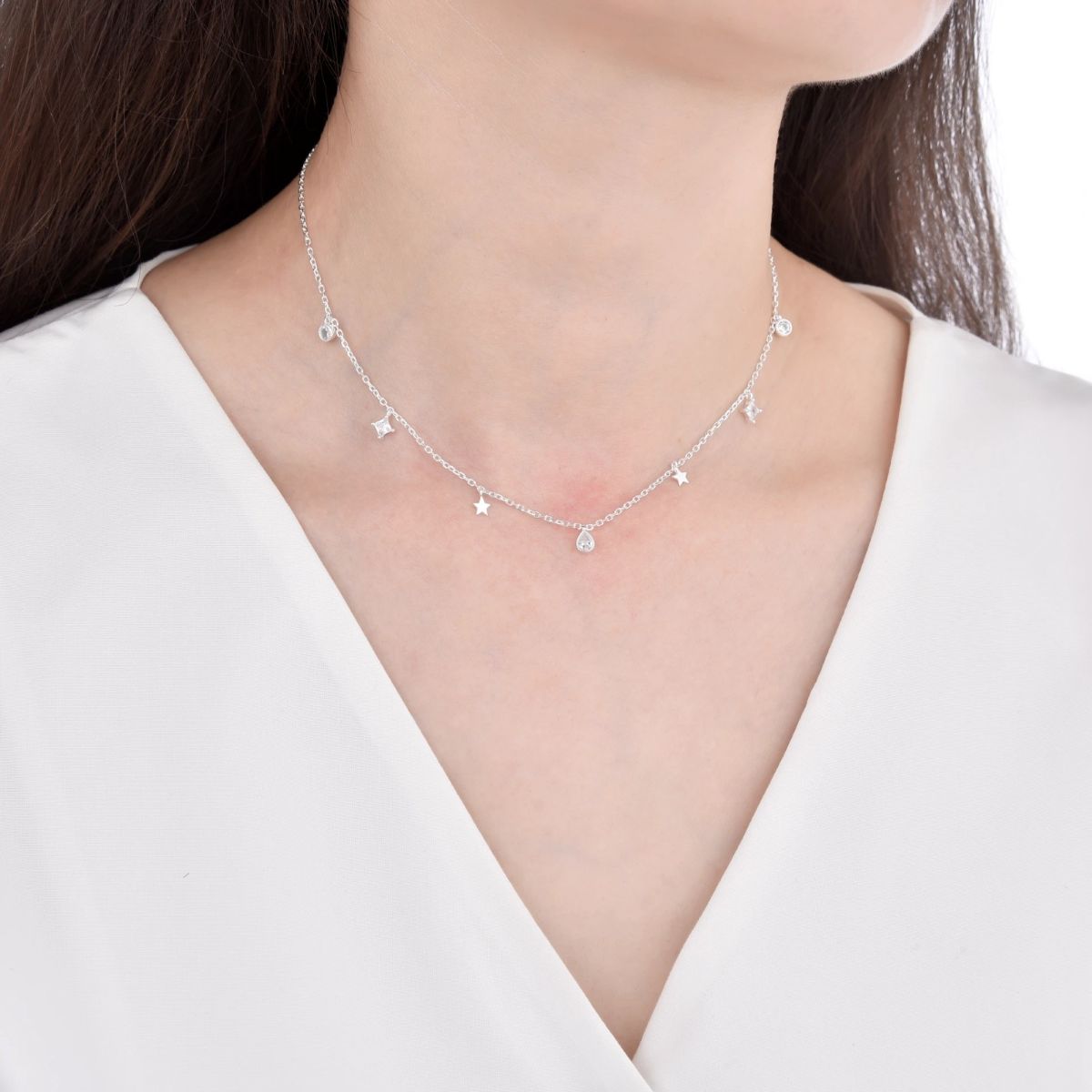 Collar Estrellas Punto Luz - Plata - Imagen 2
