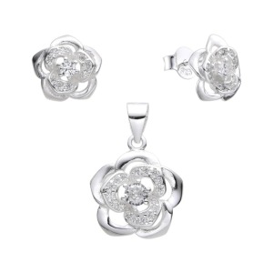 Juego Flor Circones - Plata