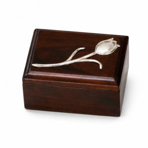 Cofre Bisagra Tulipán – Plata/Madera