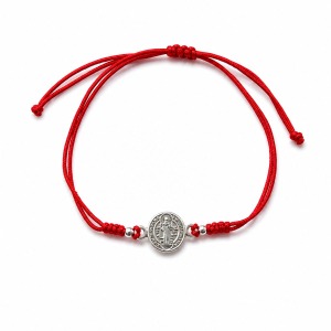 Pulsera San Benito Rojo - Hilo y Plata