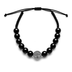 Pulsera San Benito Onix - Hilo y Plata
