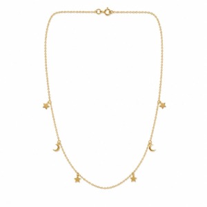 Collar Lunas y Estrellas Dorado - Plata