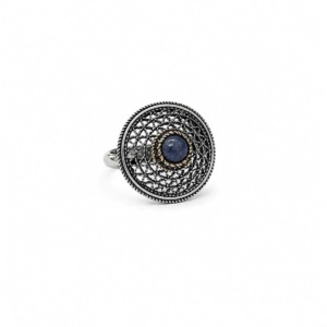 Anillo Redondo Malla Lapislázuli - Plata