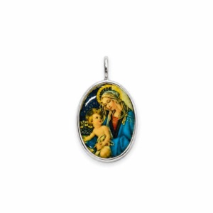 Dije Virgen María y Niño - Plata/Resina