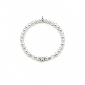 Pulsera Corazón Perlas para Niña - Plata