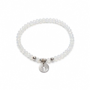 Pulsera Niña - Dije Cruz Mini - Plata/Muranos