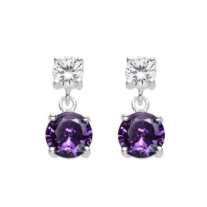Aretes Morados Punto de Luz - Plata