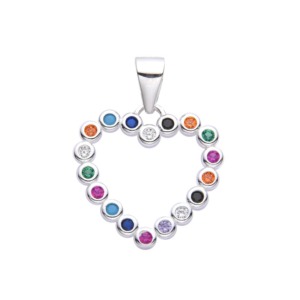 Dije Corazón Brillos Colores - Plata