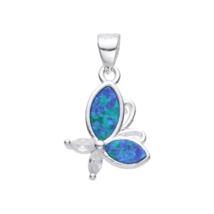 Dije Mariposa Opalo Azul - Plata