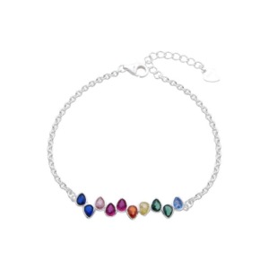 Pulsera Gotas Brillos Colores - Plata